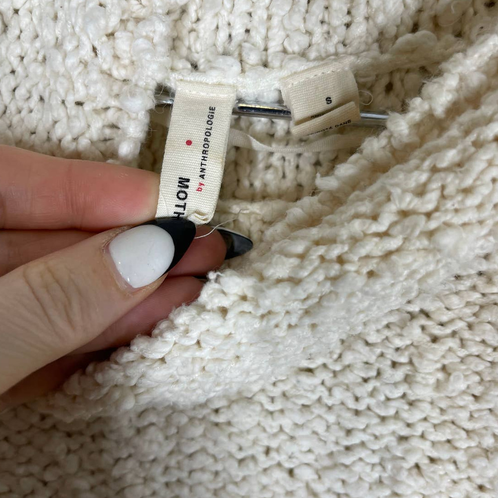 Moth Anthropologie Cream Nubby Mock Neck Juliette Chunky Sweater Small - Picture 6 of 7